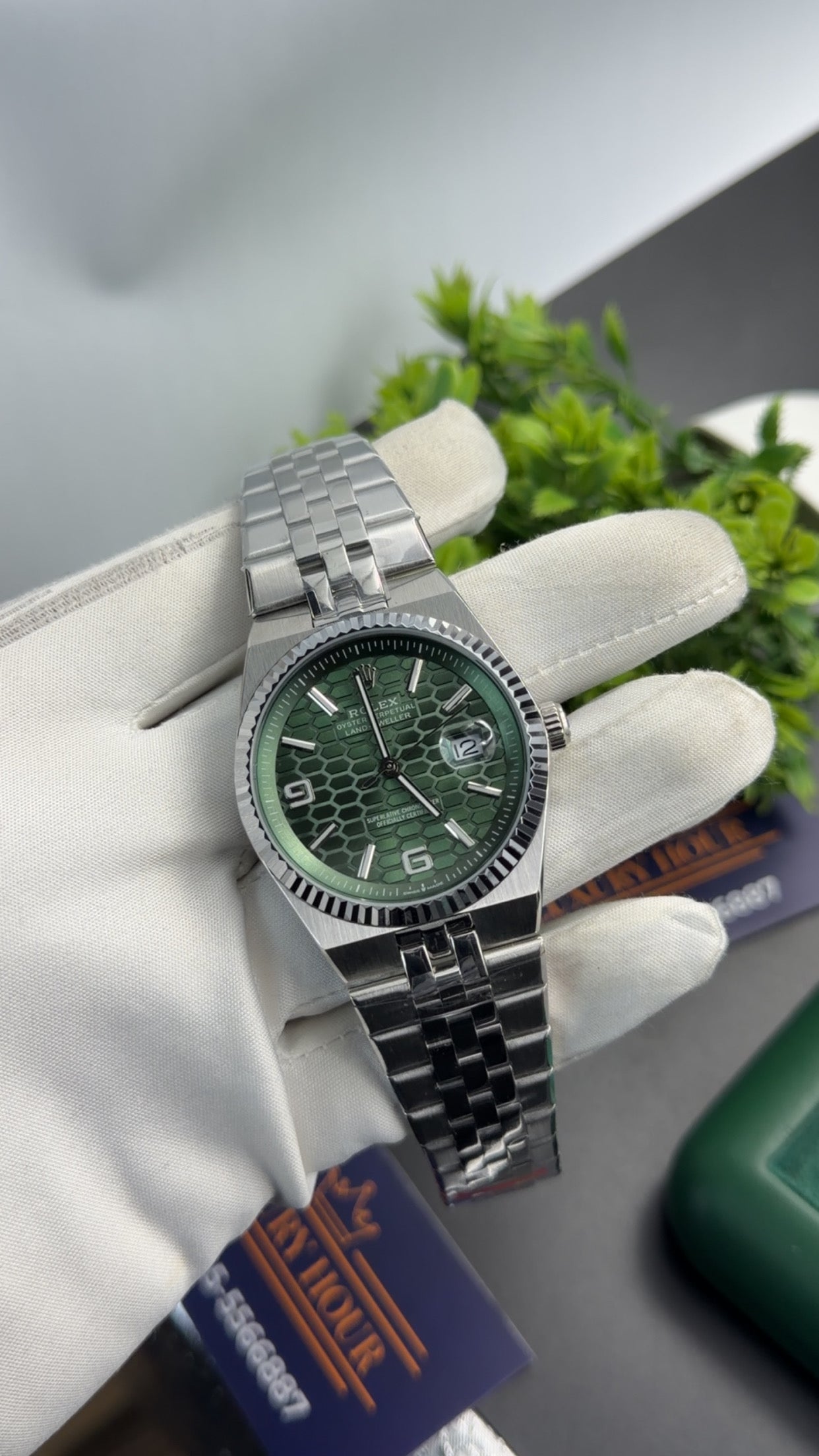 Silver with green dial 🔥