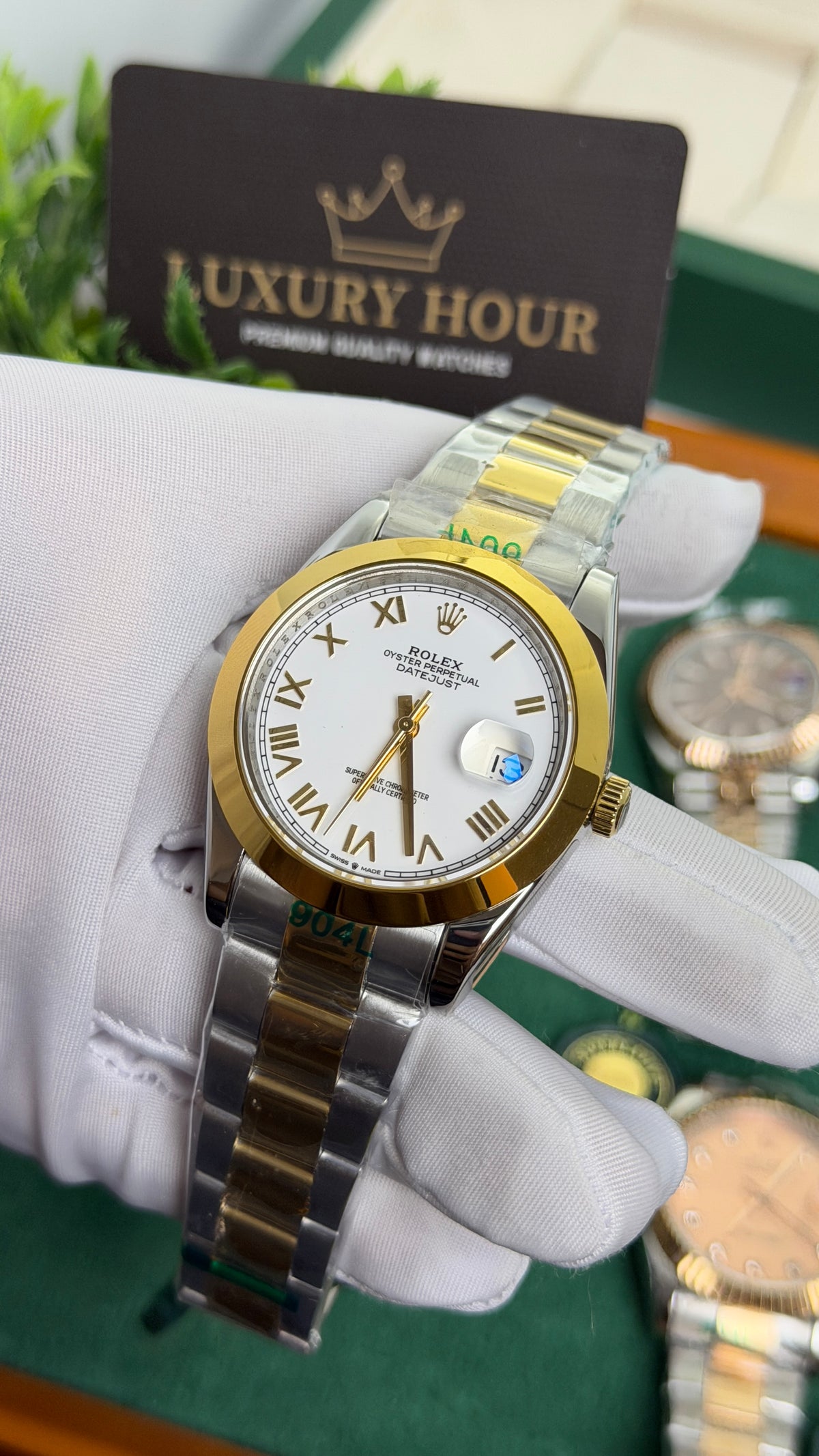 Yellow Gold Two Tone with White Dial.