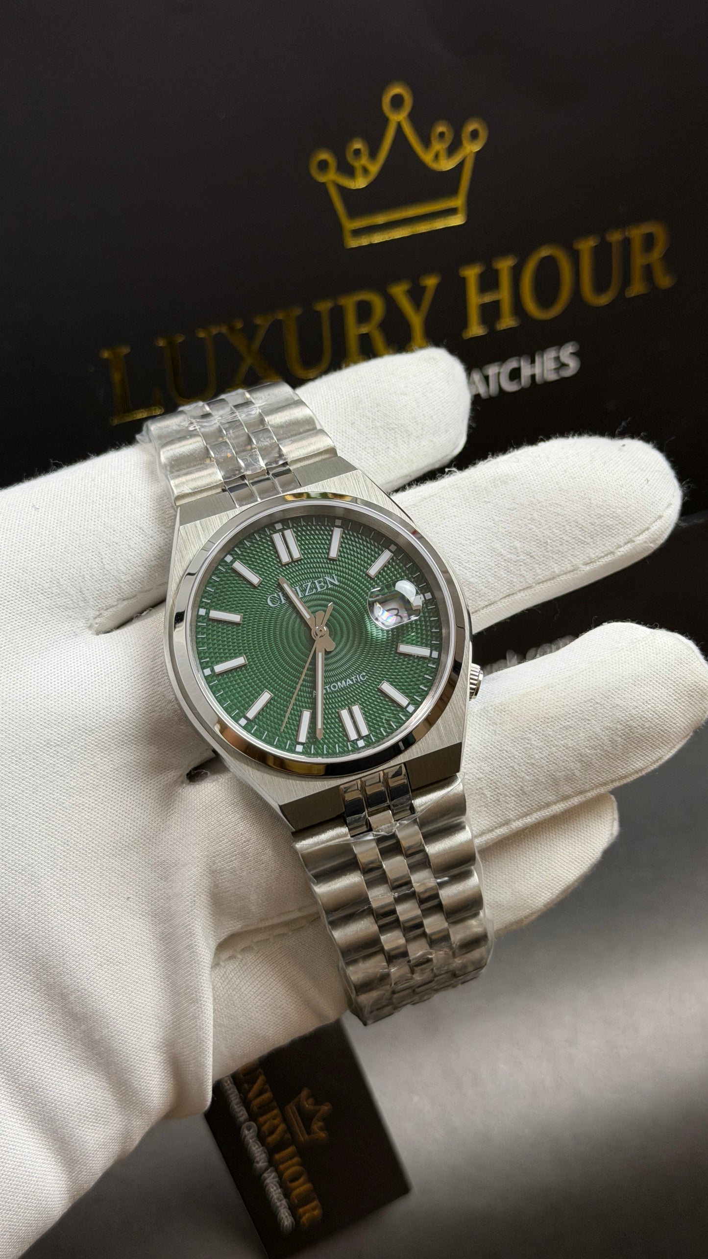 Silver with Green Dial🔥