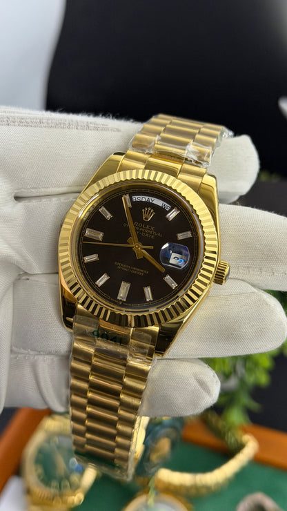 Yellow Gold with Black Dial