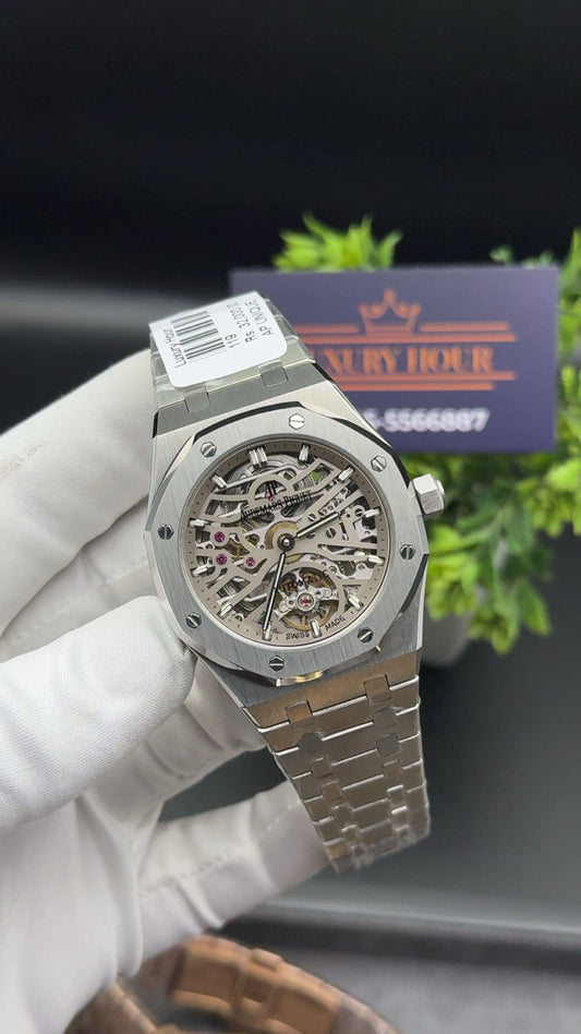 Silver with grey dial