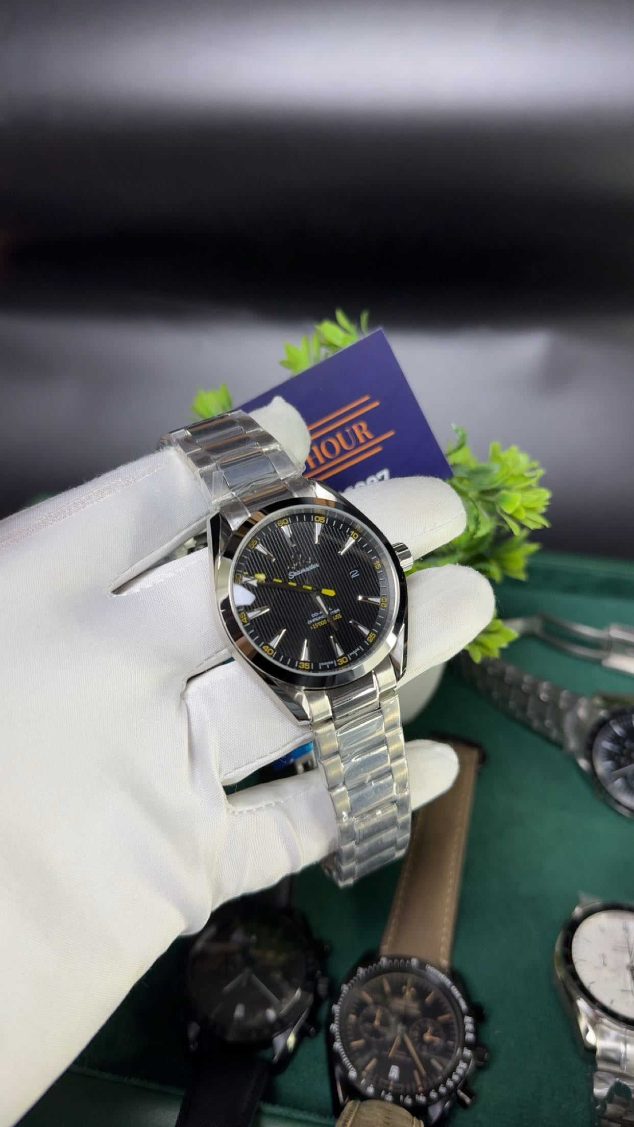 Silver with black dial