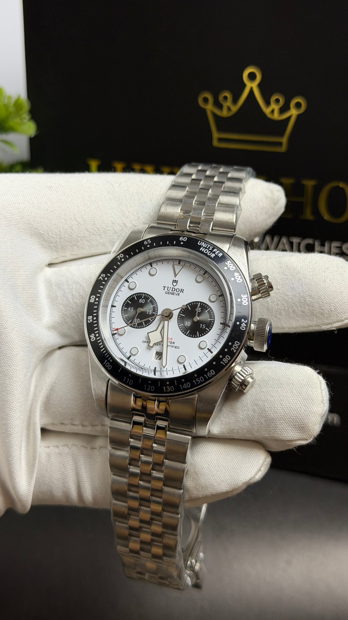 Silver with White Dial.