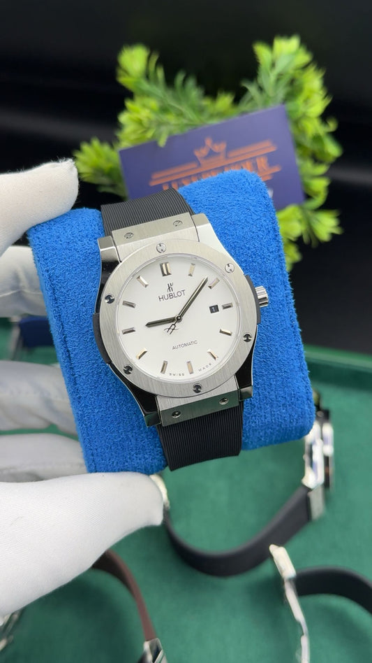 Silver with white dial