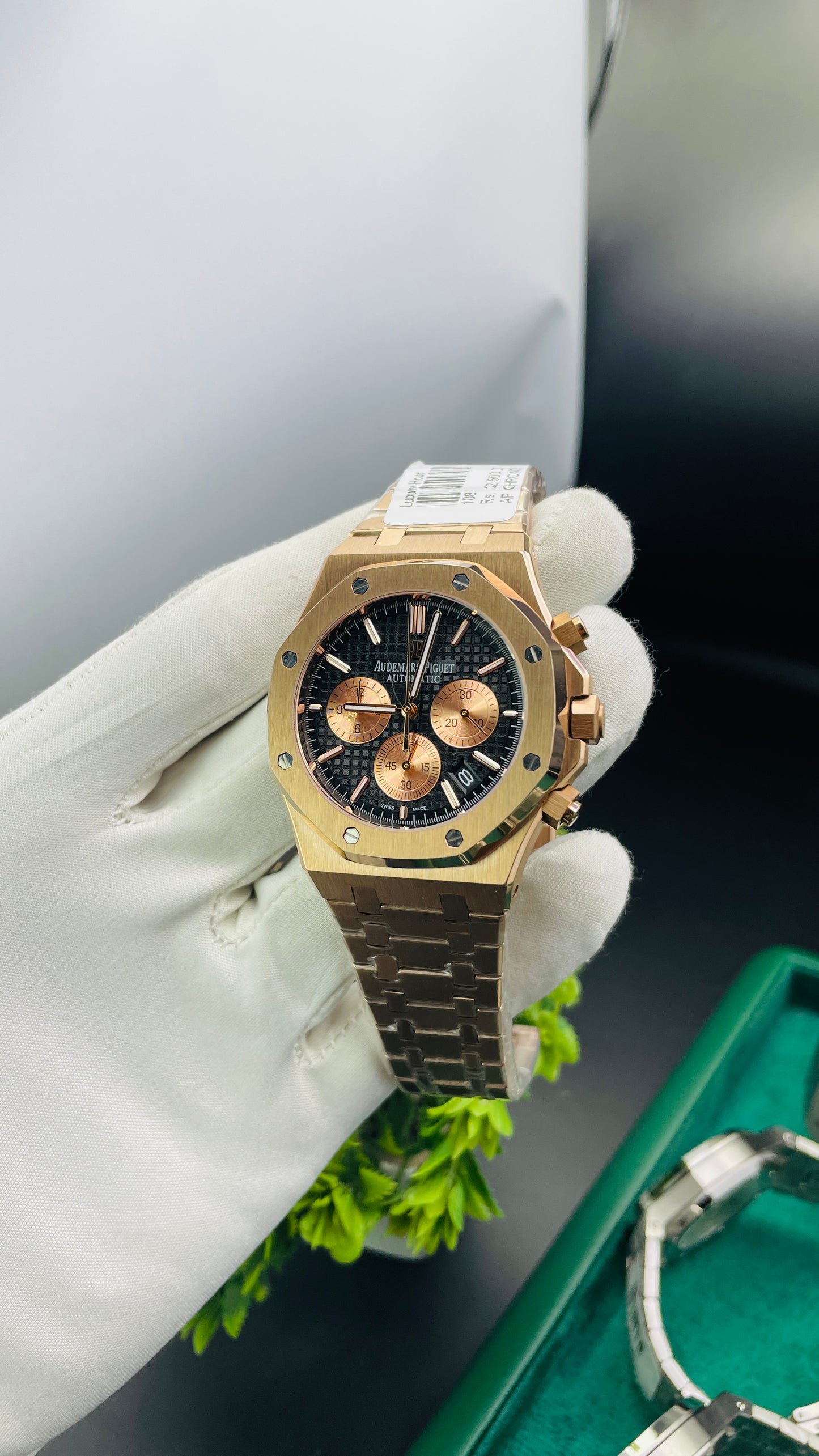 Rose gold with Black Dial