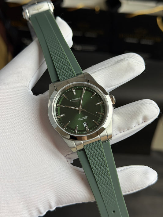 Silver with Green Dial.