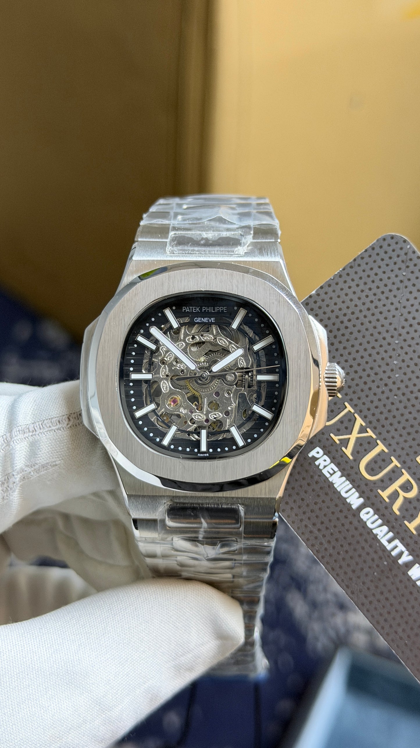 Silver with Skeleton Dial.