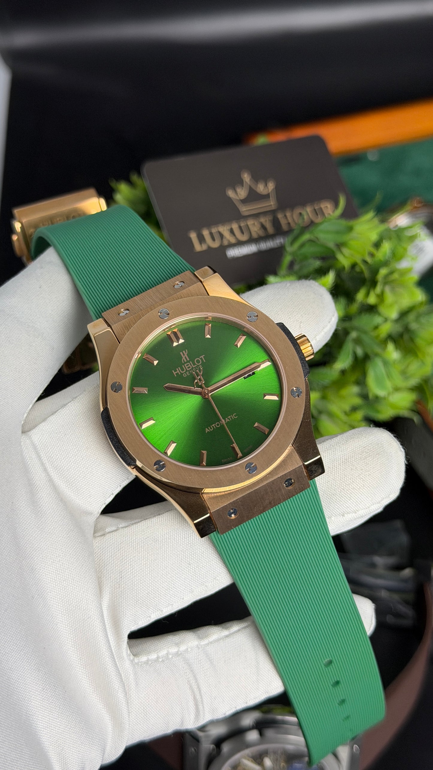 Rose Gold with Green Dial