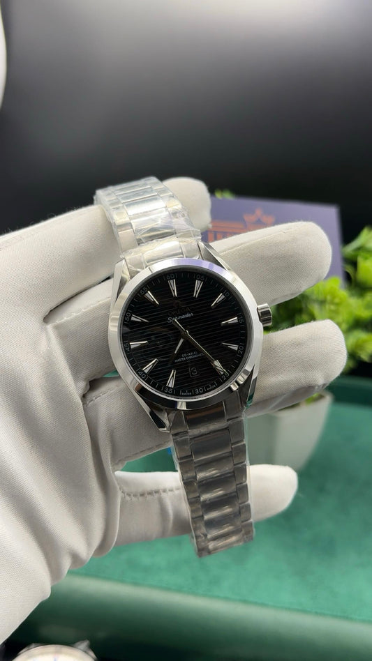 Silver with black dial