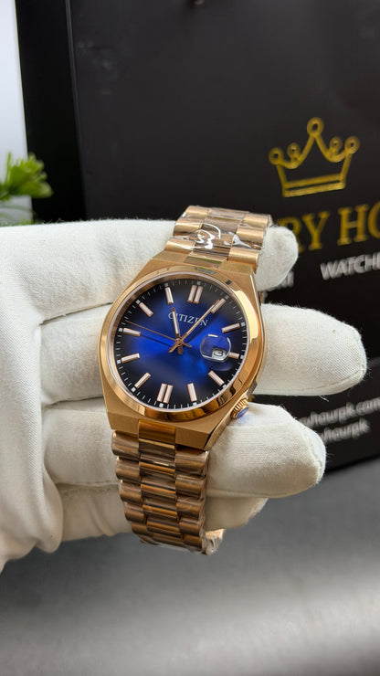 Rose Gold with Aqua Dial.