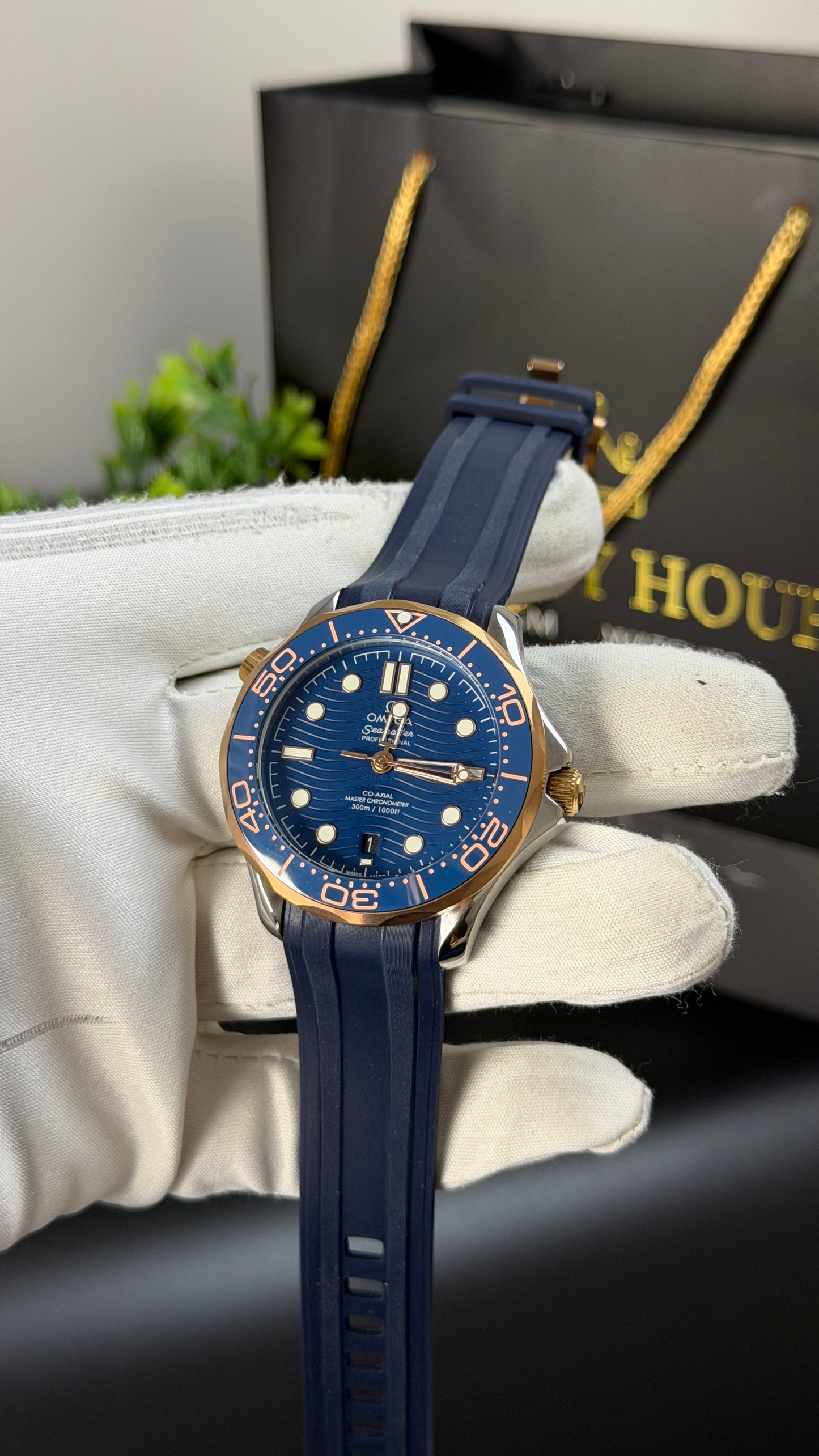 Rose Gold with Blue Dial.