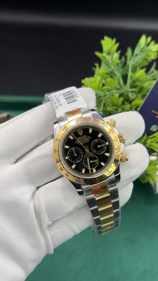 Yellow gold two tone with black dial