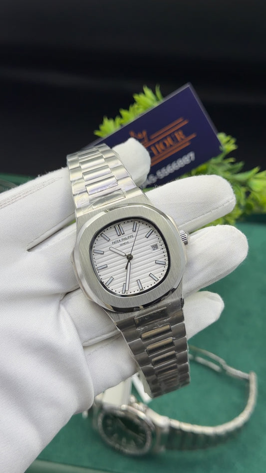 Silver with white dial