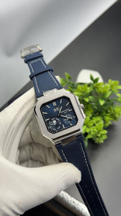 Silver with blue dial🔥