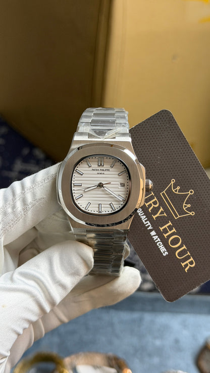 Silver with White Dial.
