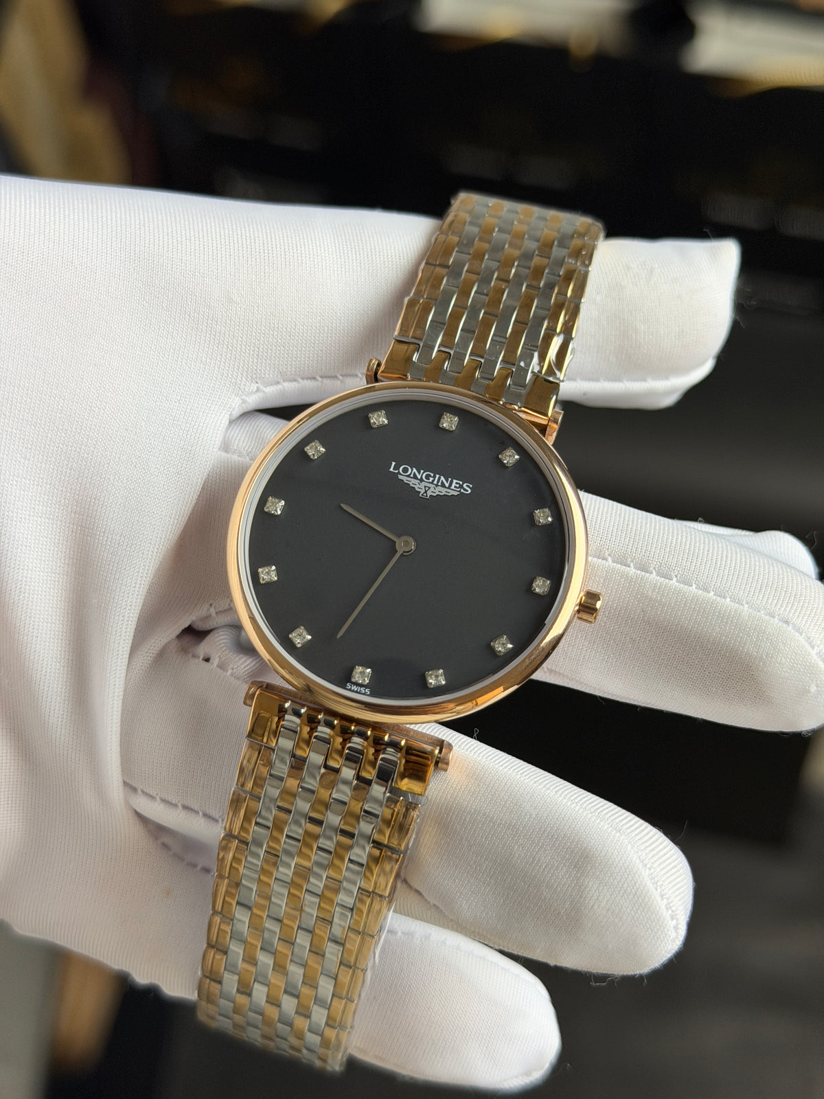 Rose Gold Two Tone with Grey Dial.