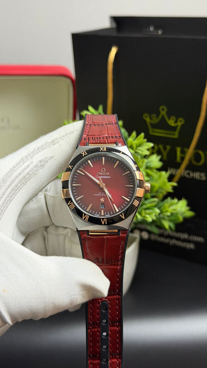 Silver with Maroon Dial.