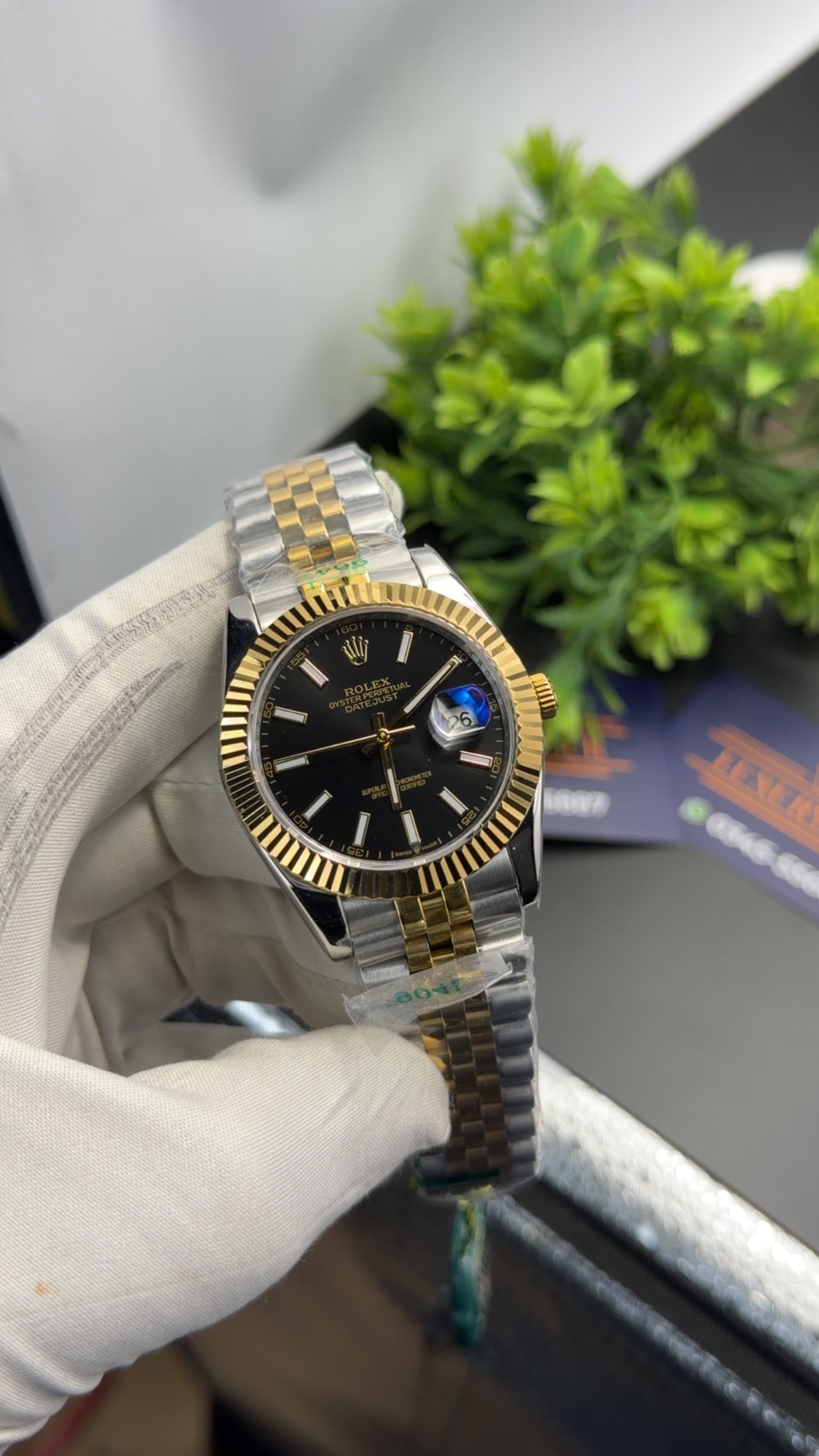 Yellow Gold two tone with black dial🔥