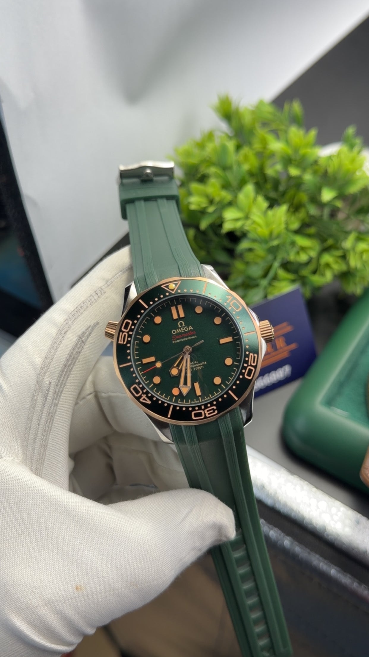 Silver with green dial🔥