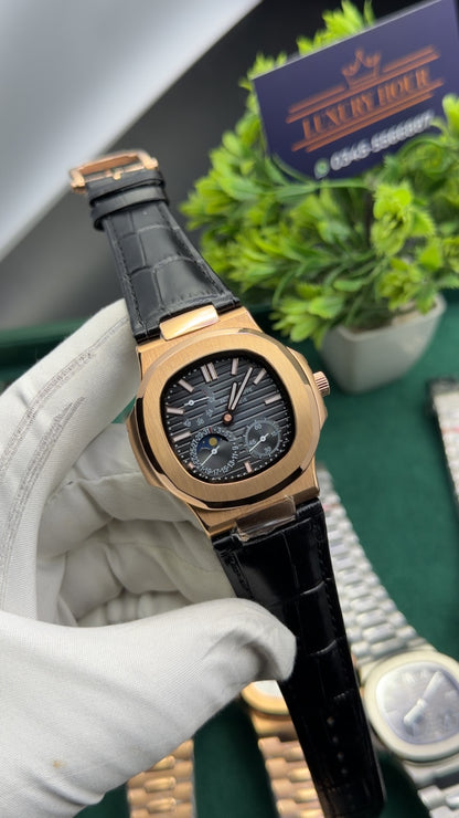 Rose Gold with black dial