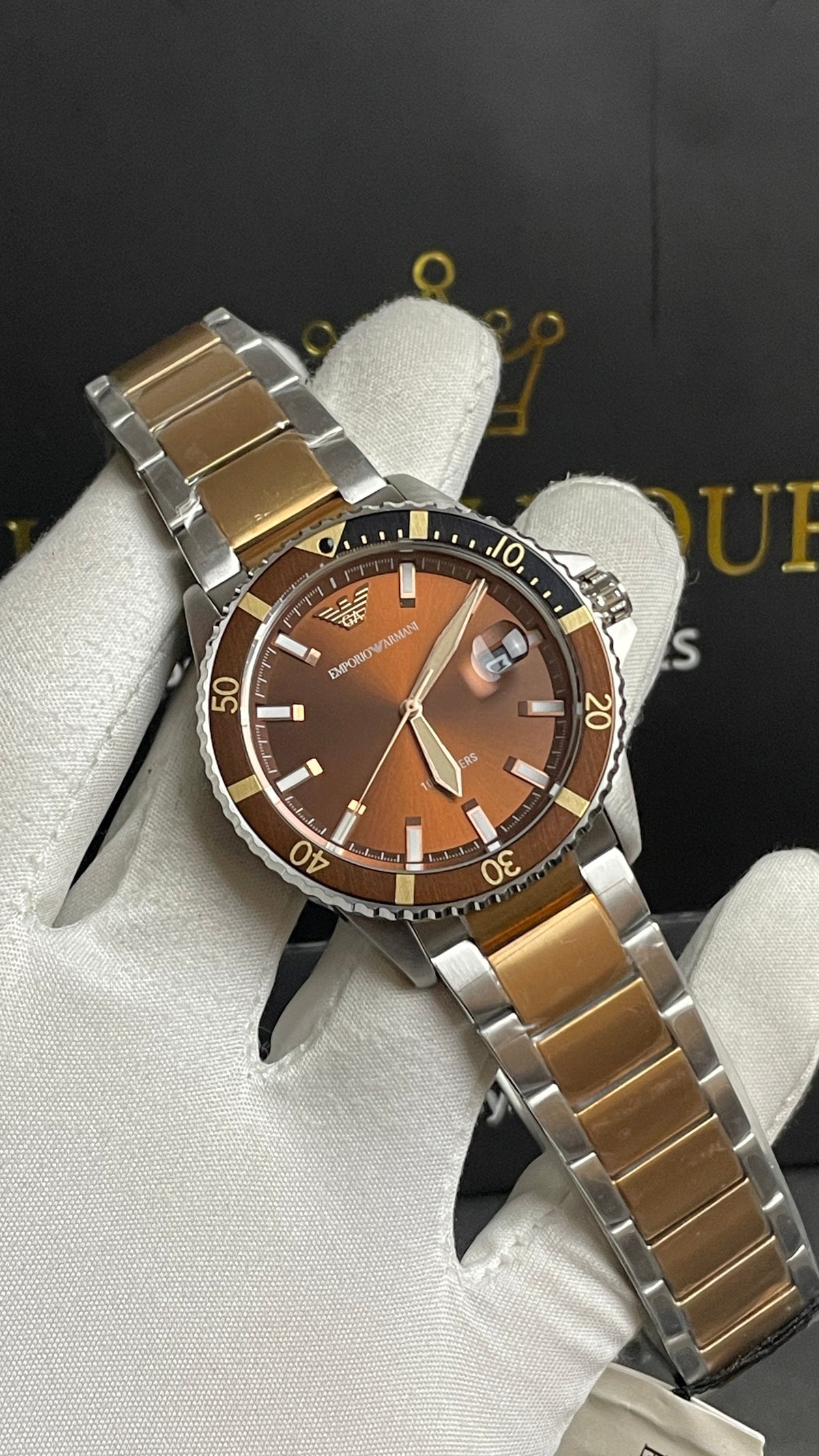 Rose Gold Two Tone with Chocolate Dial.