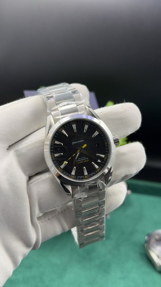 Silver with black dial