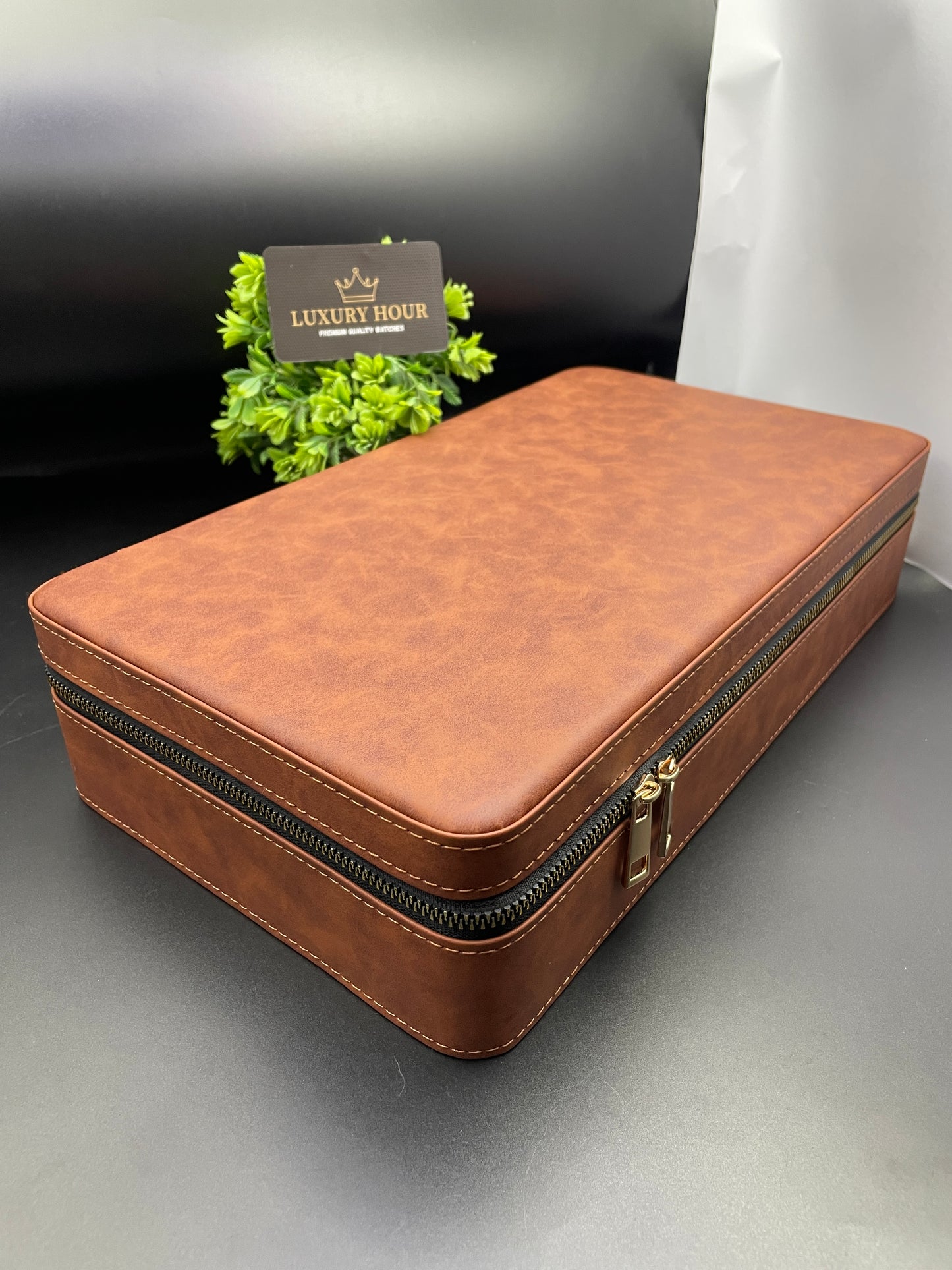 Brown Zipper Watch Case
