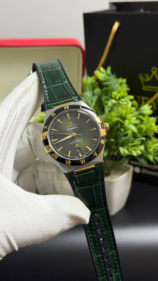 Silver with Green Dial.
