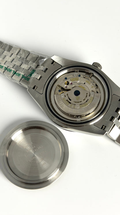 Silver with Blue dial