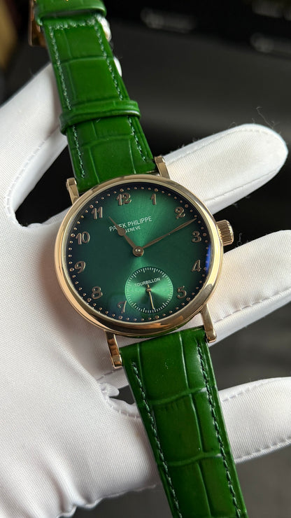 Rose Gold with Green Dial.
