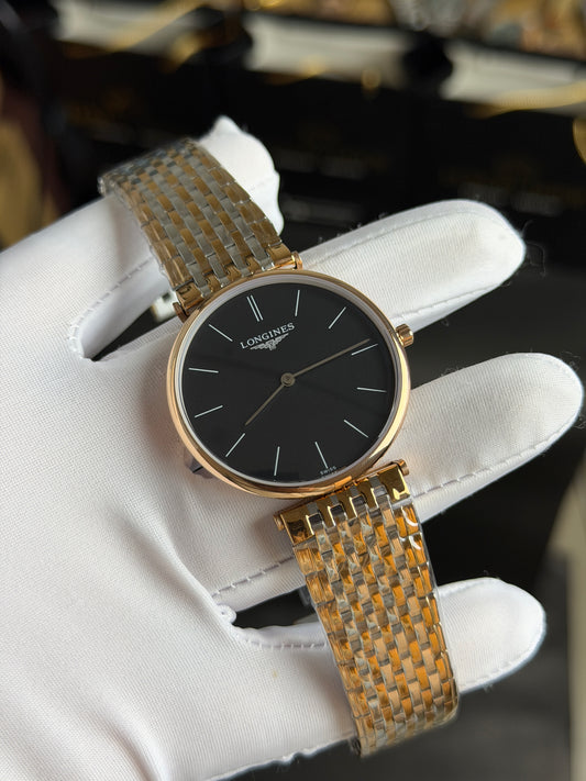Rose Gold Two Tone with Black Dial.