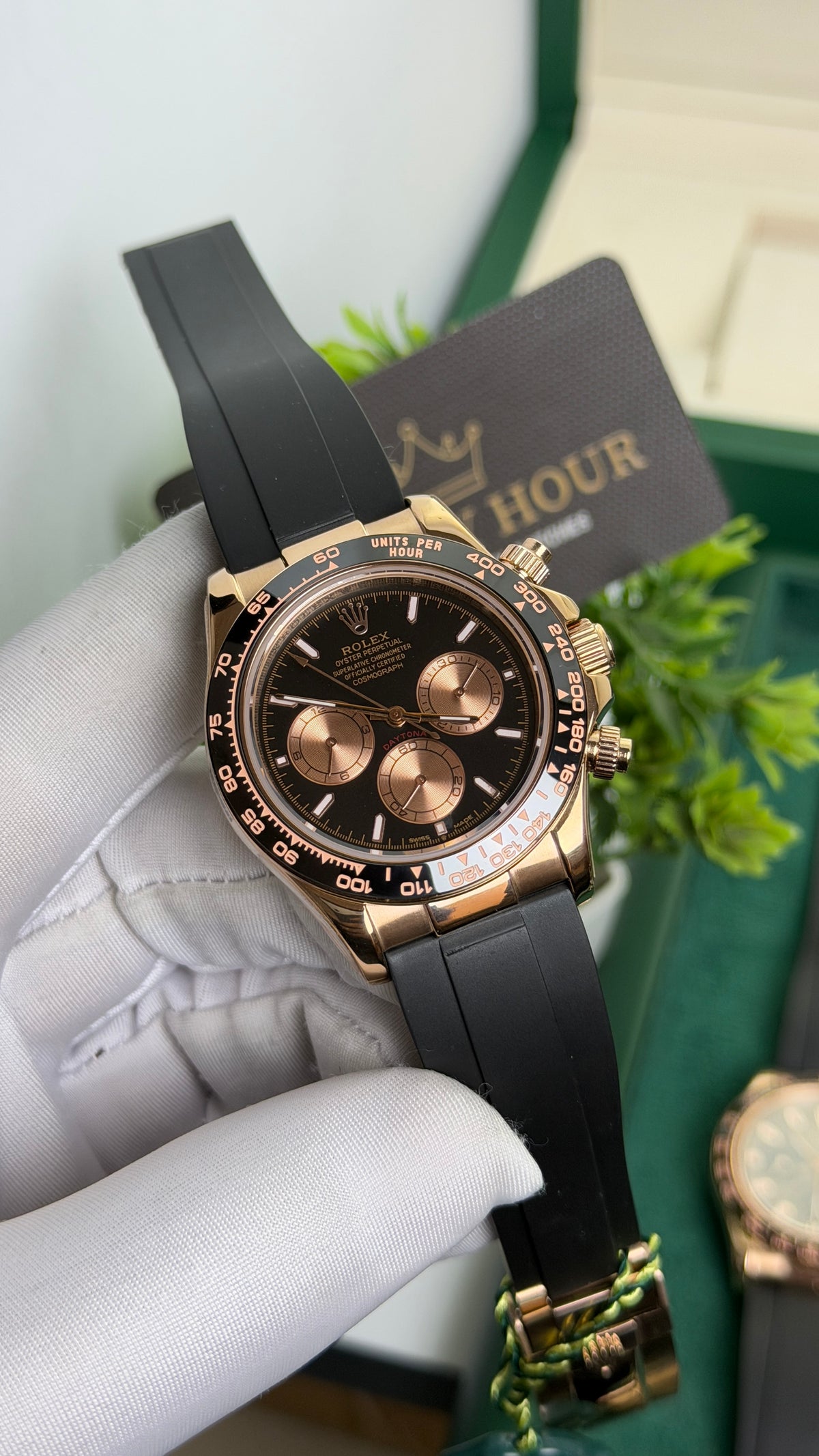 Rose Gold with Chocolate Dial.