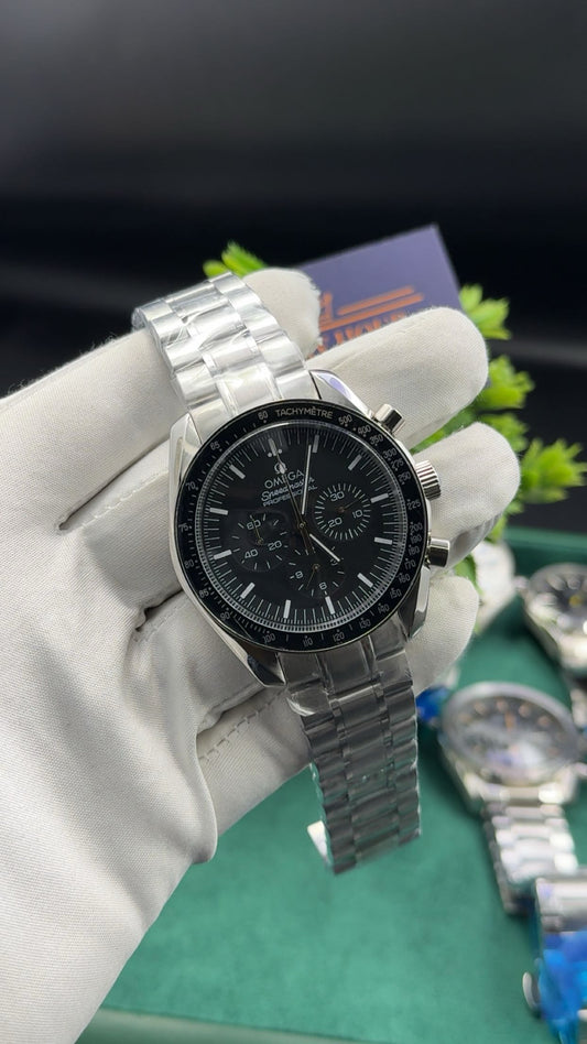 Silver with black dial