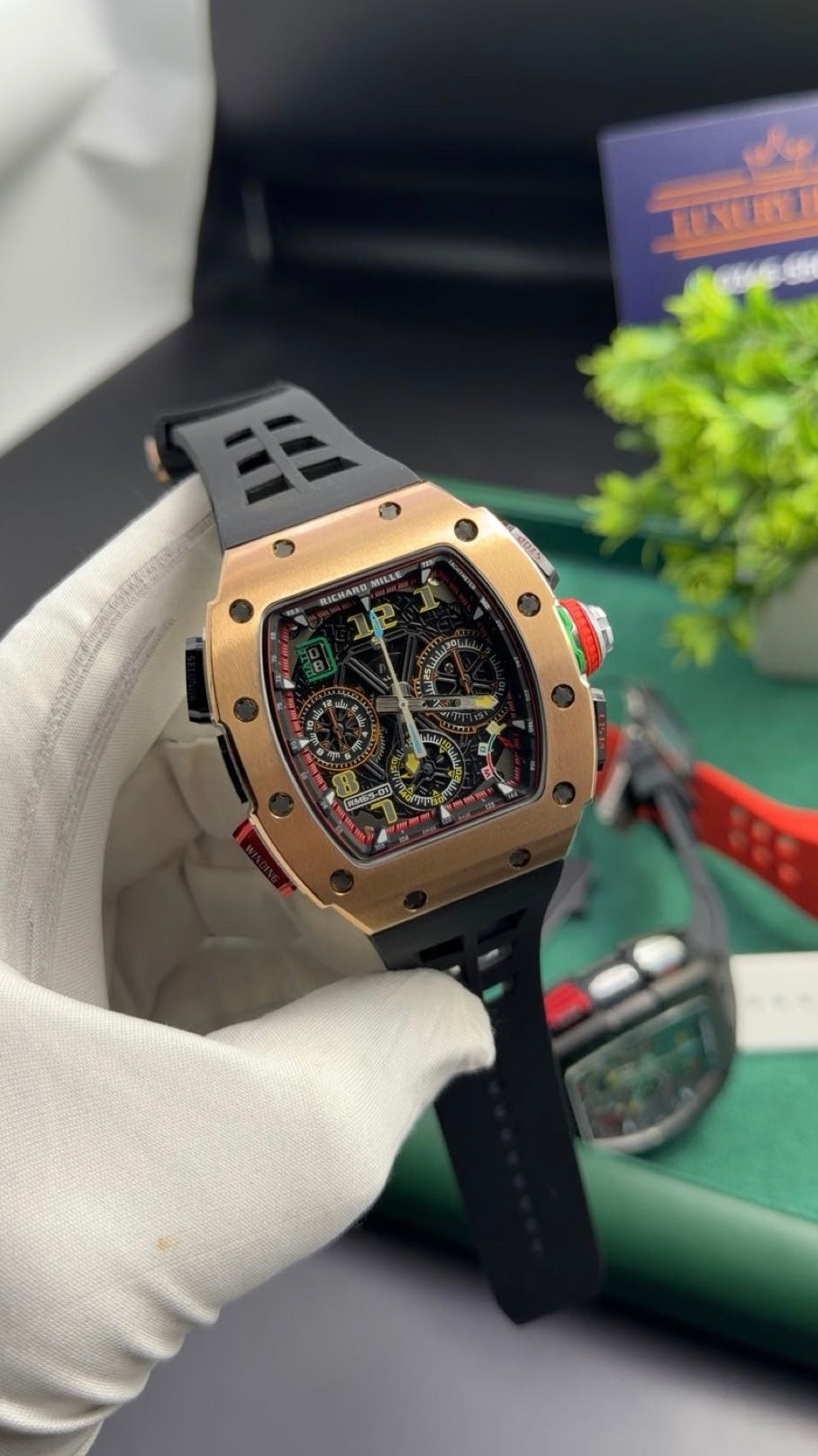 RM Master grade 😍 ( Rose gold with black strap )