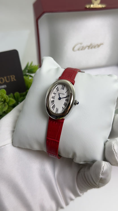 Silver with Red Strap.