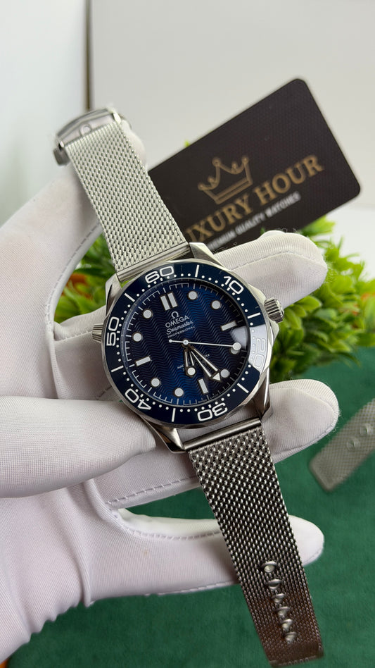 Silver with Blue Dial.