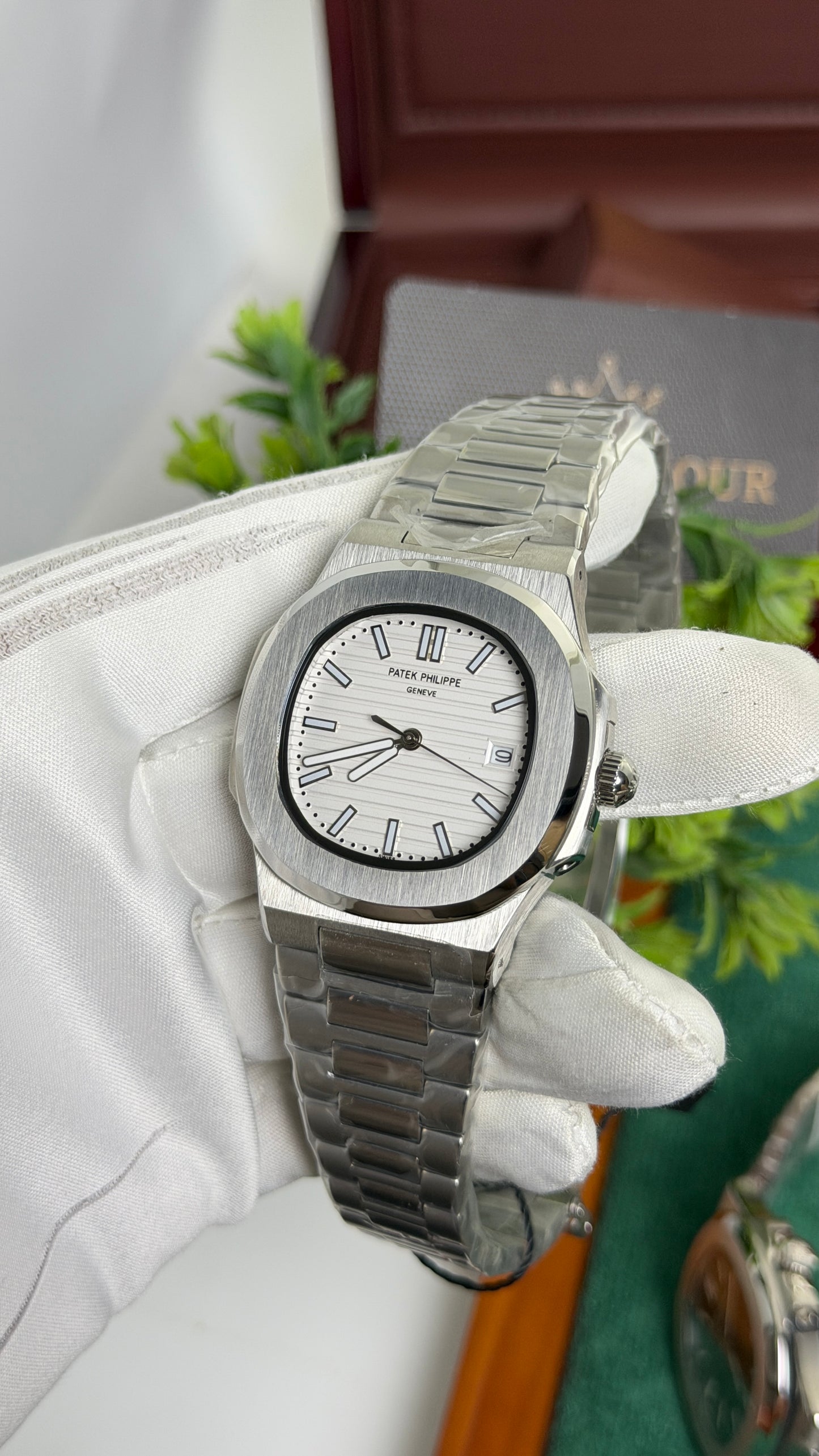 Silver with White Dial.