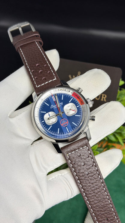 Silver with Blue Dial