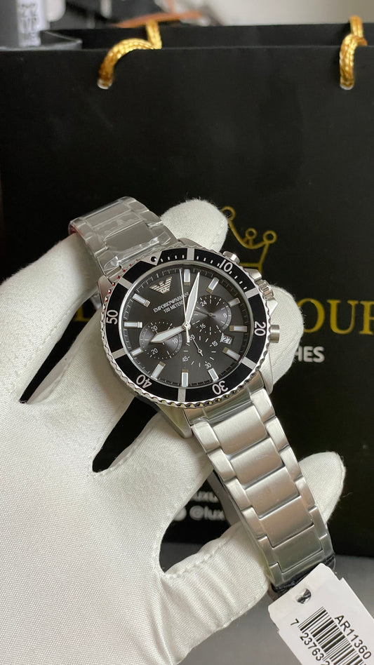 Silver with Black Dial.