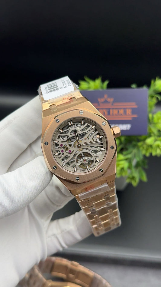 Rose gold with grey dial