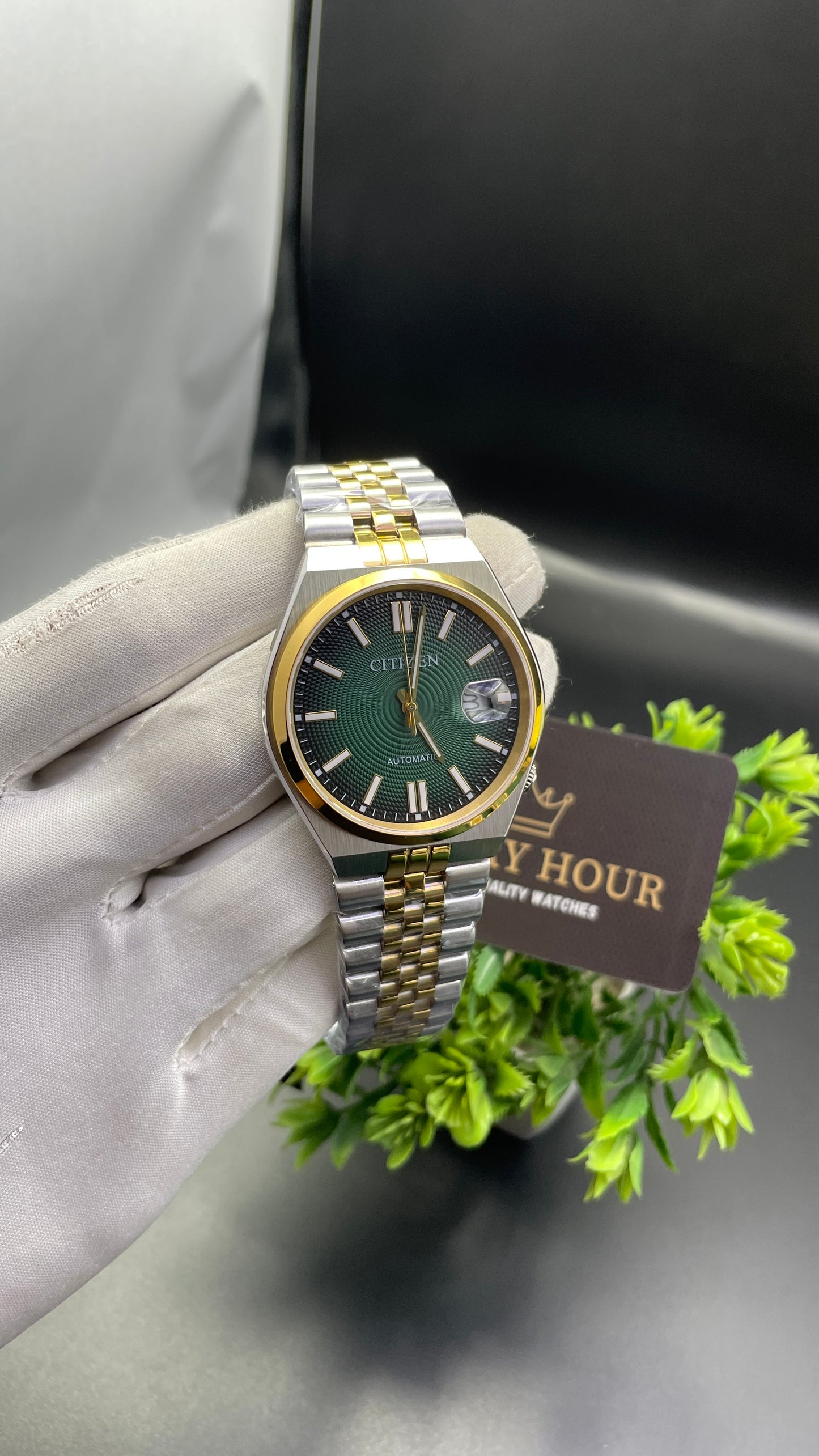 Yellow Gold Two Tone with Green Dial🔥