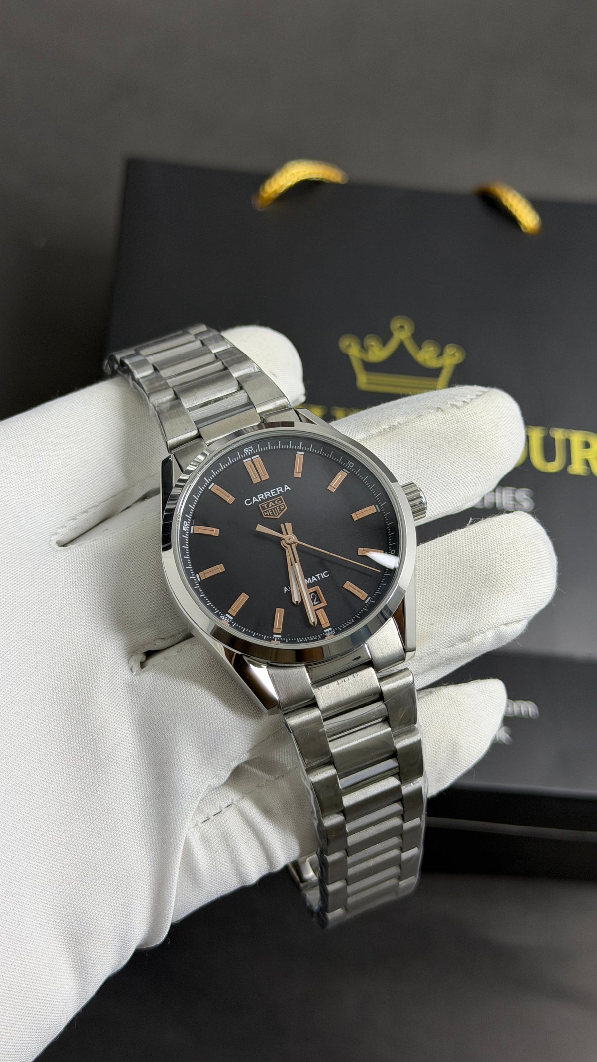Silver with Black Dial.