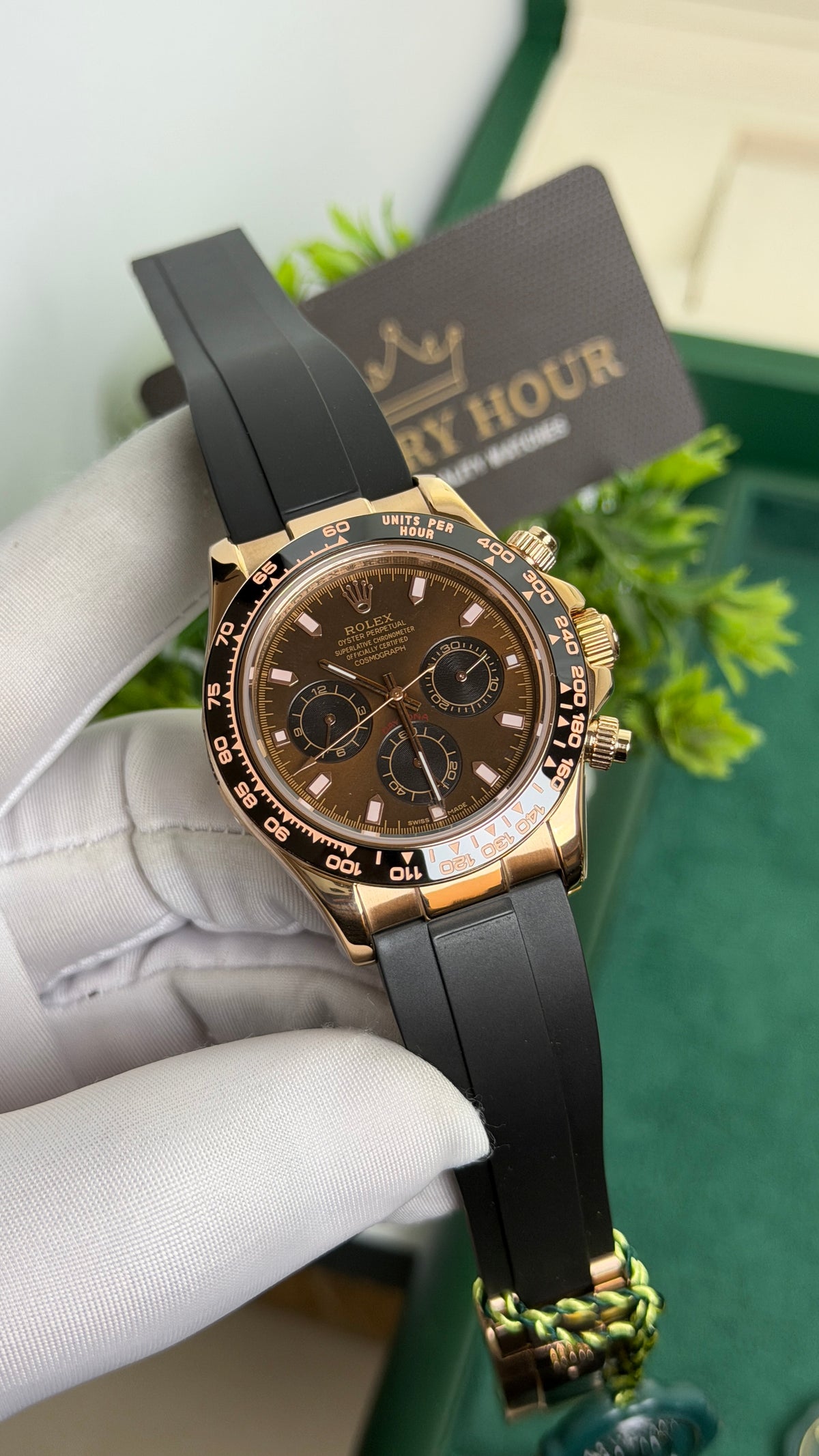 Rose Gold with Chocolate Dial.