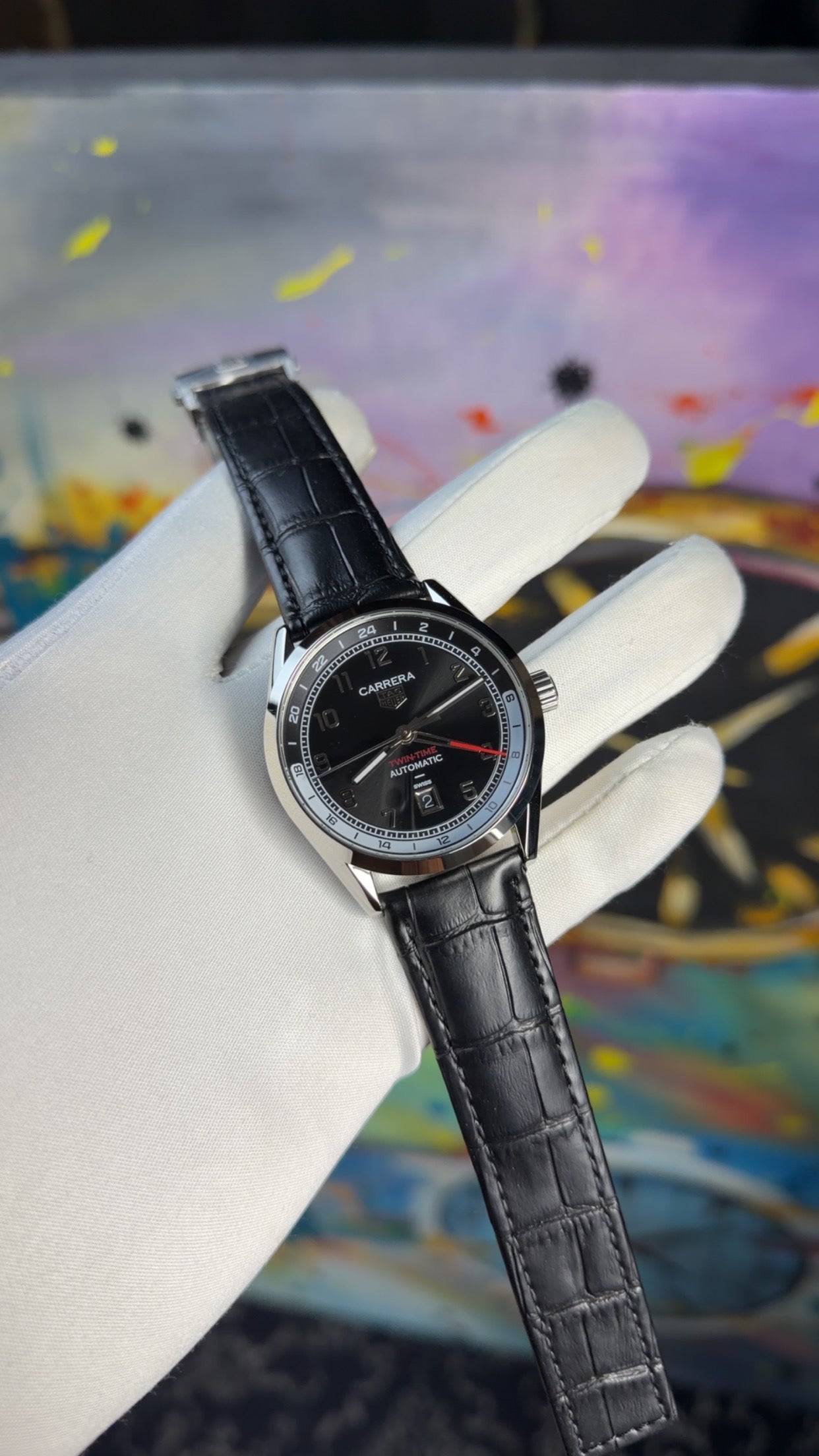 Silver with black dial