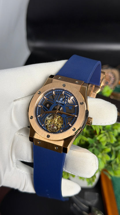 Rose Gold with Blue Dial