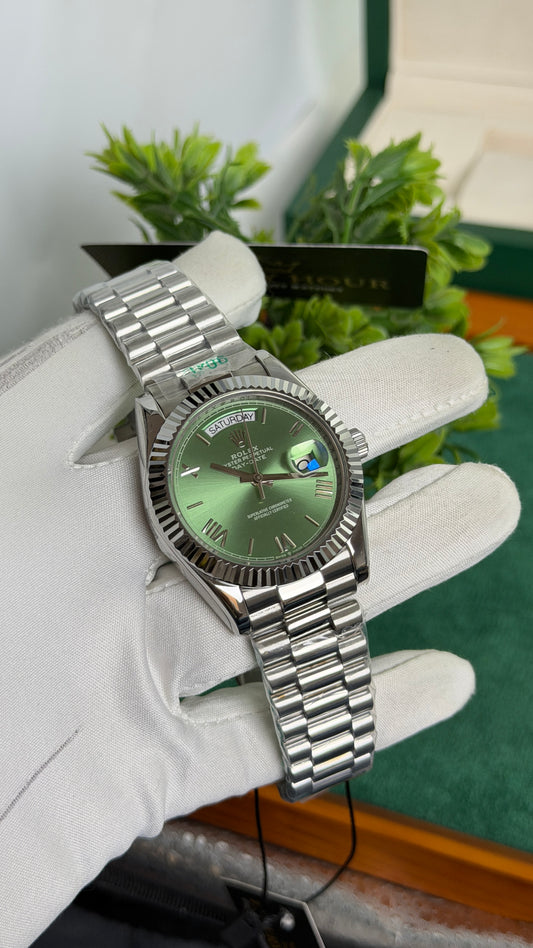Silver with Green Dial🔥