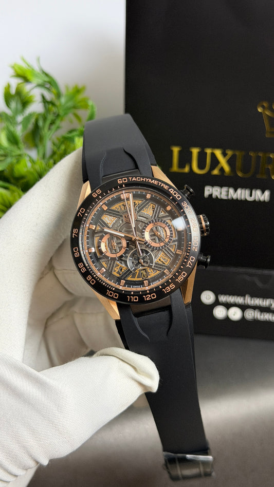 Rose Gold with Black Dial.