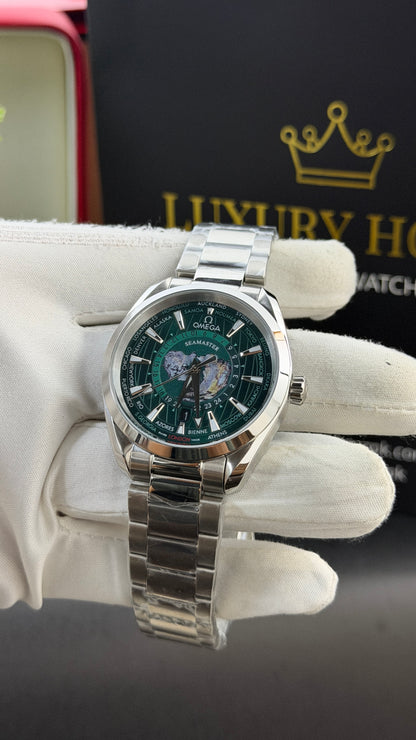 Silver with Green Dial.