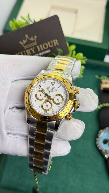 Yellow Gold Two Tone with White Dial.