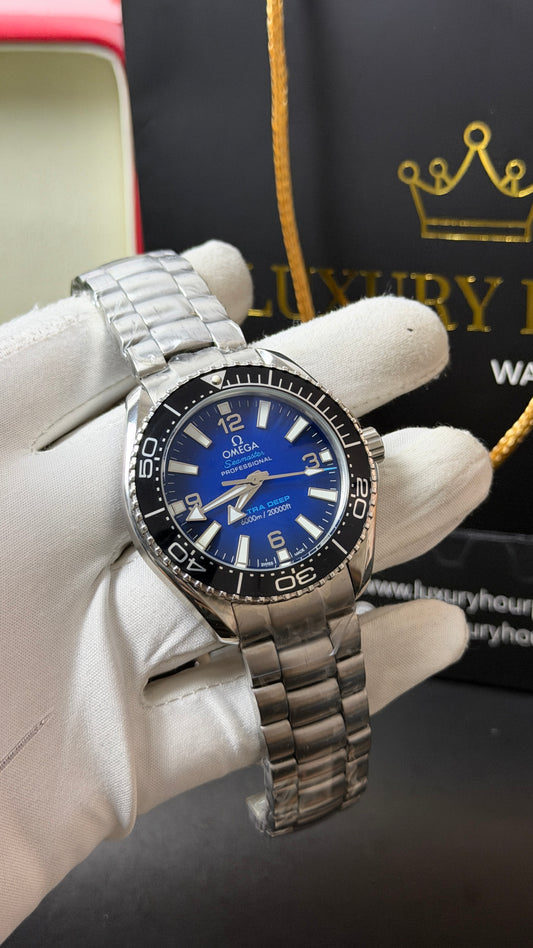 Silver with Blue Dial.